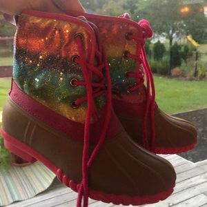 Pink Rainbow Glitter Rain or Snow Boots 🌈 ✨💖